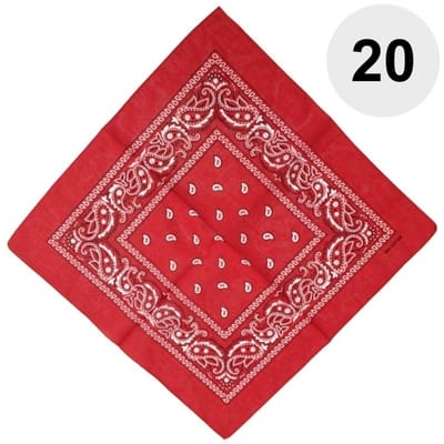 Fako Fashion - Bandana - Hoofddoek - Mondbescherming - Zakdoek - Paisley - Rood - 20 Stuks