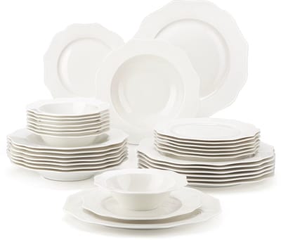Luxe Serviesset – 32 delig – 8 persoons – Porselein - Bordenset – Dinner platen – Dessertborden - Kommen - Pastabord - Wit