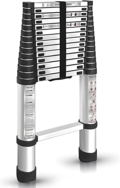 Telescopische Aluminium Ladder 4,4 m - Opvouwbaar en Multifunctioneel - Antislip Inklapbare Ladder