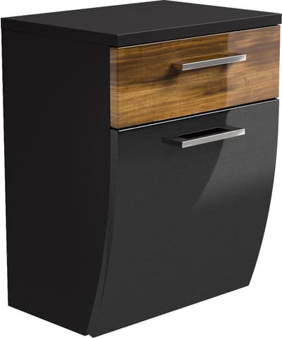 Lage badkamerkast Ilse Antraciet - Walnoot - Breedte 40 cm - Hoogte 53 cm - Diepte 30 cm