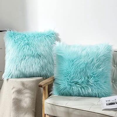 PolkaHome 2 Stuks Zachte Sierkussenhoezen Kunstbont Kussenhoes Lang Haar Schapenvacht Imitatiebont Bankkussen Knuffelkussen 40 x 40 cm