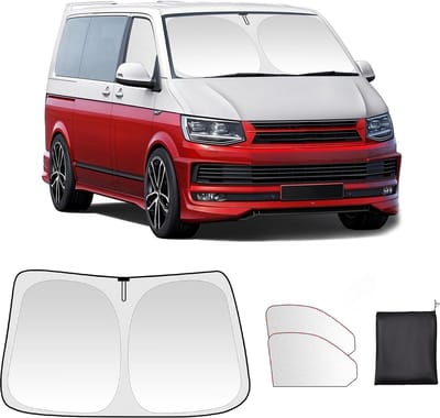 Famanu – Zonnescherm voor VW T5 T6 - 3 stuks voorruit - zonwering - verduistering autoruiten - uv-bescherming - hittebestendig