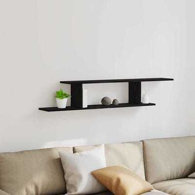 vidaXL - Wandplank - voor - TV - Muurmontage - Zwart - Eiken - 125 - x - 18 - x - 23 - cm
