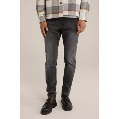 We Fashion 5-pocket Mid Waist Dark Grey Maat: W28L30 | Slim Jeans Outlet | Heren | Grijs