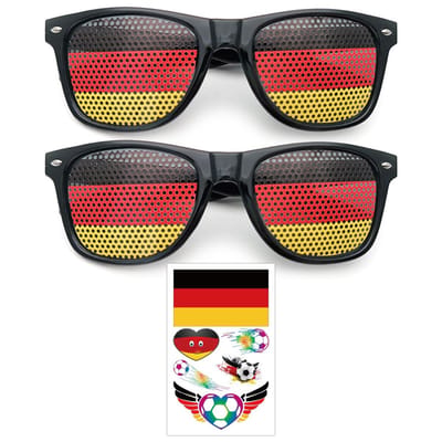 Dailygoods- Zonnebril Veelkleurig - Duitse Zonnebril - Fanaccessoires - Voetbalfeestdecoraties - 2 Stuks - Duurzaam Montuur - Feestzonnebril