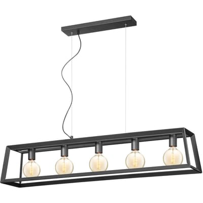 Home Sweet Home - Moderne Hanglamp Dito - 5 lichts hanglamp gemaakt van Metaal - Zwart - 120/20/124cm - Pendellamp geschikt voor woonkamer,