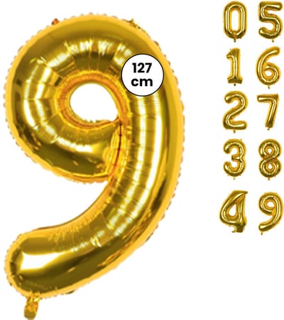 Fienosa Cijfer Ballonnen - Nummer 9 - Goud Kleur - 127 cm - XXL Groot - Helium Ballon - Verjaardag Ballon - Verjaardag Versiering - Leeftijd verjaardag - Verjaardagsballon - Verjaardag