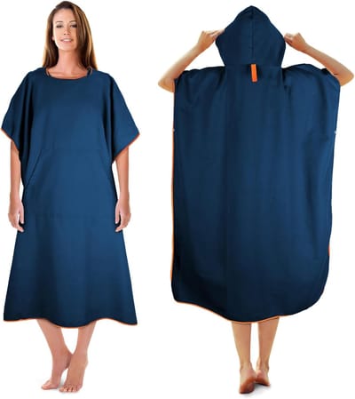 Badponcho Voor Dames En Heren, 110x75 cm, Badponcho Handdoek, Gemaakt Van Microvezel, Ook Als Aankleedhulpje Op Het Strand