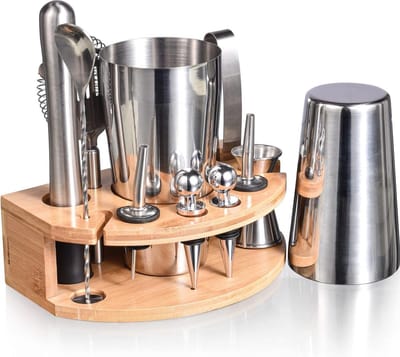 Cocktailset 12-delige roestvrijstalen bartenderset 750 ml cadeau - mannen vrouwen vrienden - thuis - cocktailreceptenboek