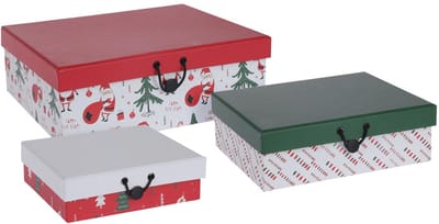 Geschenkdozenset kerst cadeauverpakking karton set van 3 multicolor.