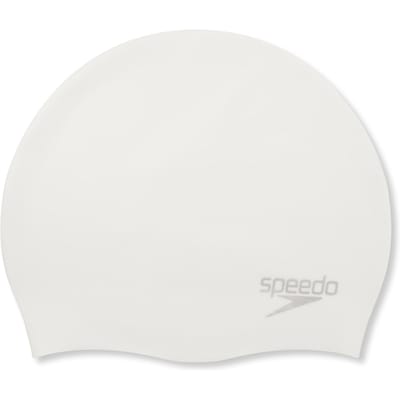 Speedo Plain Moulded Silicone Cap Badmuts - Wit/Zilver
