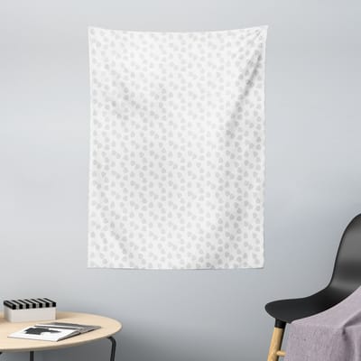 ABAKUHAUS Neutraal Wandtapijt en Sprei, BO Bladeren Grijstinten Patroon, 110 x 150 cm, Lichtgrijs en Wit