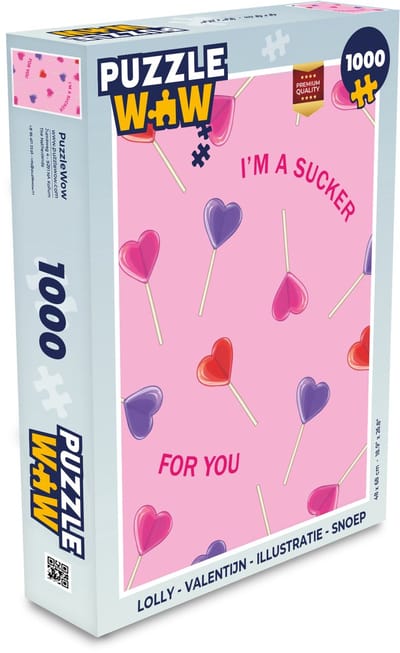 Puzzel Lolly - Valentijn - Illustratie - Snoep - Legpuzzel - Puzzel 1000 stukjes volwassenen