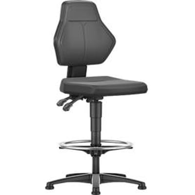 Werkstoel Allrounder, zonder armleuningen, permanent contact, met glijders, PU-bekleding, zwart