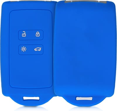 kwmobile autosleutelhoes geschikt voor Renault 4-knops Smartkey autosleutel (alleen Keyless Go) - Siliconenhoes in blauw - Sleutelcover
