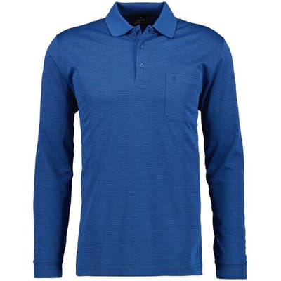 Ragman Softknit Polo Fineline Donker Blauw Melange / male