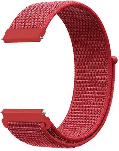 Strap-it Nylon Bandje 20mm – Rood – Geschikt voor Samsung Galaxy Watch 7 (44 & 40mm) / Watch 6 (Classic) / Watch 5 (Pro) / Watch 4 (Classic) / Watch FE / Watch 3 41mm / Active (2) 40 & 44mm / Watch 42mm / Gear Sport / Garmin Vivoactive 3 / 5