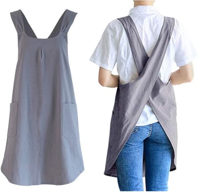 Daity 1-Pack - Keukenschort - keukenschort dames - Kruis aan de achterkant - Perfect voor koken - housewarming - dagelijkse klusjes (grijs, 28,3 x 35,4 inch)