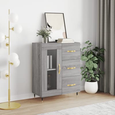 vidaXL - Dressoir - 69,5x34x90 - cm - bewerkt - hout - grijs - sonoma - eikenkleurig