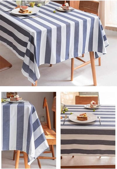 Tafelkleed Rechthoekig - Stoffen Kleed - Eettafel Aankleden - Katoen Linnen Stof - 110x110 cm - Gestreepte Twee