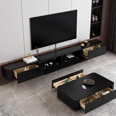 TV Meubel Kast 2 Deuren Rosé 105x35x50cm – Modern Lowboard HiFi Dressoir met Opbergruimte en Kabelbeheer – Pauwhome