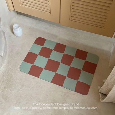 Ins Stijl Sub Zachte Diatomeeënaarde Vloermat Dambord Absorberend Gemakkelijk Schoon Te Maken Deurmat Huishoudelijk Badkamer Antislip Voetmat 40 * 60CM crystal velvet