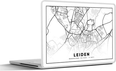 Laptop sticker - 15.6 inch - Kaart - Leiden - Nederland - 36x27,5cm - Laptopstickers - Laptop skin - Cover