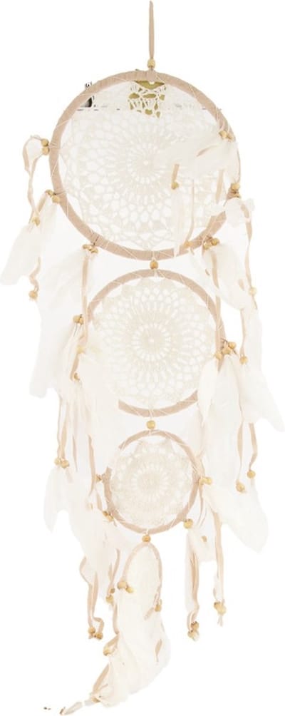 Dijk Natural Collections - Dromenvanger met Veren - Naturel - Drie Ringen - 85 cm lang