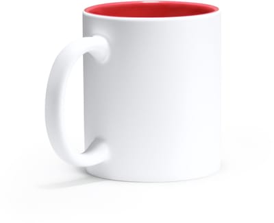 5 stuks multi color mok geschikt voor lasertechniek 350ml buitenzijde wit, Gekleurde binnenzijde Wit - Rood / Merk Stamina model Roibo