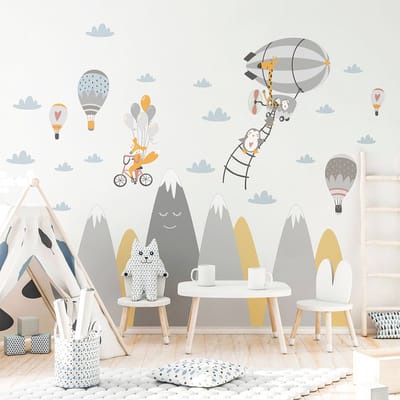 Kinderstickers: Scandinavische bergen, magische dieren, 120 x 180 cm