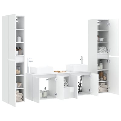 vidaXL - Badkamermeubel - Set - 5 - st - Hoogglans - Wit - 33 - x - 34,5 - x - 160 - cm