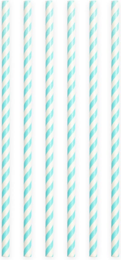 20 Papieren rietjes Baby Blauw - 6mm x 197mm
