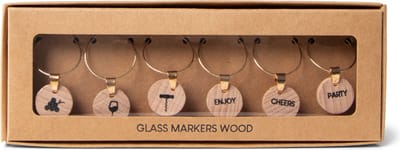 SENZA Glasmarkers - Glasdecoratie - Hout - Set van 6