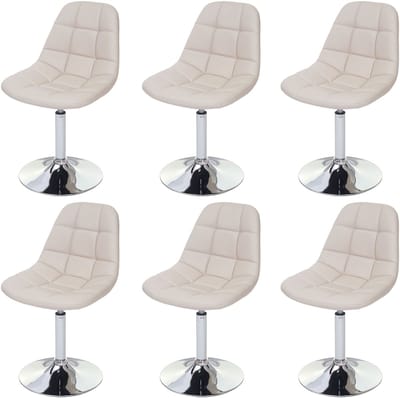 Set van 6 eetkamerstoelen MCW-A60, draaistoel, chroom ~ kunstleer crème