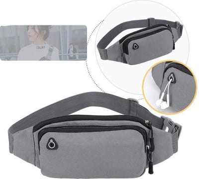Heuptasje - Fanny Pack Voor Op Reis – Buideltasje – Heuptasje Gaatje Voor Koptelefoon Oordopjes - Festival Musthaves – Waistpack - Smartphone Heuptas – Grijs