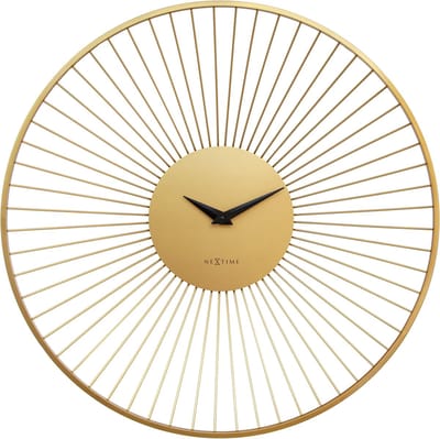 Grote Wandklok 80cm - Stil - Goud - Metaal - NeXtime 'Vasco Round'