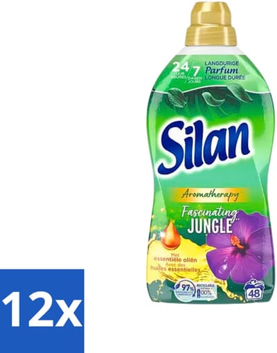 Silan Aromatherapy - Wasverzachter - Fascinating Jungle - Essentiële Oliën en Langdurige Parfum - 48 Wasbeurten - 1.056L - Voordeelverpakking - 12 stuks