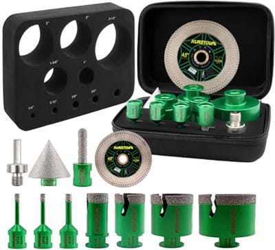 Diamantboorkroonset voor Tegels en Steen - Complete Set met Fasenbit en Vingerfrees