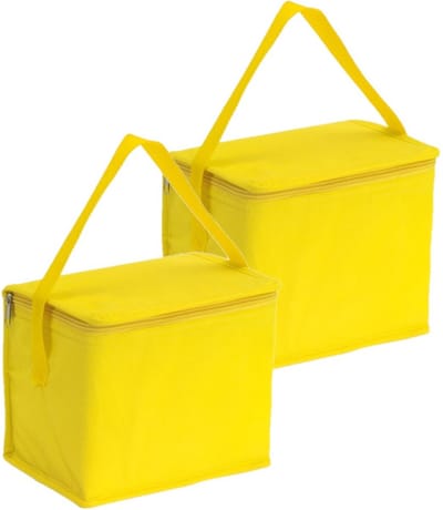 Kleine koeltas voor lunch - 2x - geel - 20 x 13 x 17 cm - 4.5 liter - Koeltassen - medicijnen/sixpack