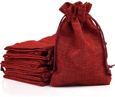 GELLDG Rode jute zakken - 24 stuks - Geschikt voor adventskalenders - Cadeauzakken van natuurlijke stof - 10 x 14 cm