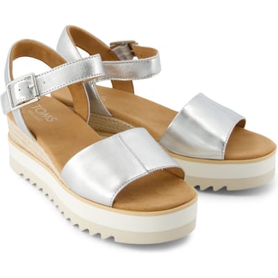 TOMS Diana Leren Vrouwen Zilveren Wedges