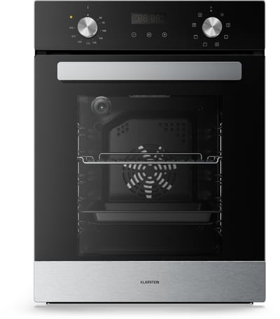 Klarstein Inbouwoven Verosteel 49 liter elektrische oven, 8 standen, energieklasse A, roestvrij staal en zwart glas, makkelijk schoon te maken, timer, dubbel glas, geïntegreerde enkele oven - voor Keuken - RVS - Inbouw Bakoven