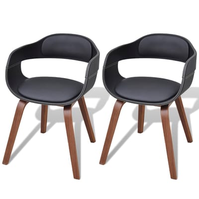 vidaXL - Eetkamerstoelen - 2 - st - gebogen - hout - en - kunstleer