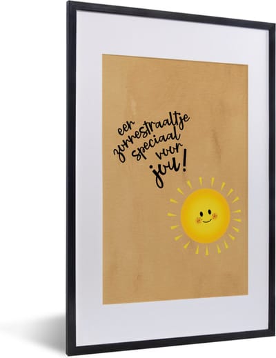 Fotolijst incl. Poster - Beterschap - Quote - Zon - 40x60 cm - Posterlijst