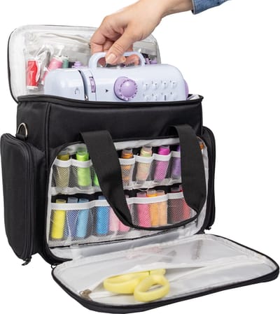 Crafts&Co Opbergtas Naaimachine voor Beginners - Met Handvat en Draaghengsel - 14 x 26 x 38.5 cm - Naaimachinetas - Naaimachinedoos - Draagtas - Knutselen - Hobby en Creatief - Zwart