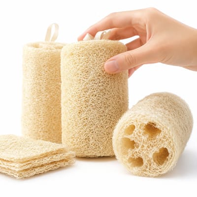 BOTC Loofah - Body Scrub Rol - Set van 3 stuks - 100% Plantaardig - Exfoliërend Lichaam - Schrobber voor Douche - Multifunctioneel voor Keuken