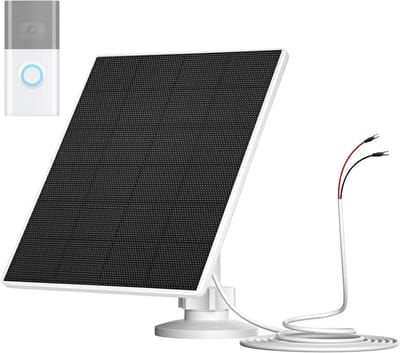 Zonnepaneel Deurbel - Solar Charger - Batterij Opladen - 360 Graden Verstelbaar - 3 Meter Kabel - Zwart