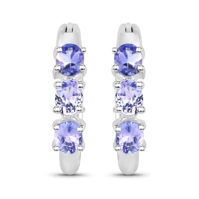 Vira Jewels Ohrringe Silber 925 rhodiniert mit 6 natürlichen violetten Tansaniten