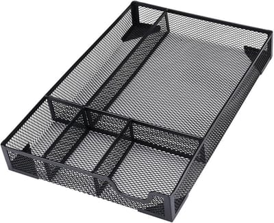 Multifunctionele Bureau Lade Organizer met 5 Compartimenten en Antislip Pads - Ideaal voor Kantoor, Badkamer en Keuken, Mesh Ontwerp
