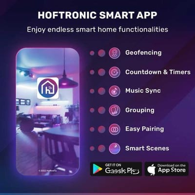 Hoftronic Smart - Smart WiFi LED inbouwspot 5,5W RVS Mesa - Dimbaar - Kantelbaar - RGBWW - IP20 - 400lm - Bedienbaar via Hoftronic Smart App - Bedienbaar via stem